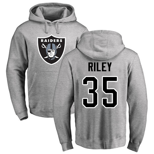 Men Oakland Raiders Ash Curtis Riley Name and Number Logo NFL Football #35 Pullover Hoodie Sweatshirts